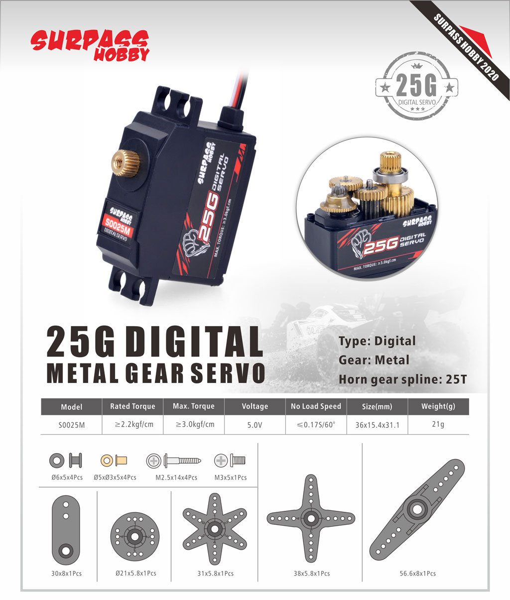 5 uds Surpass Hobby S0025M eng - Rc Hobby Wing reseña y precio